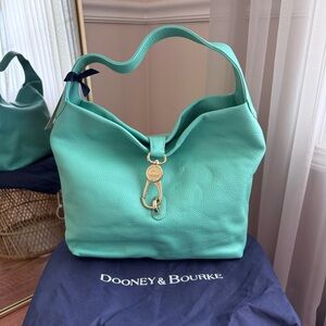 Dooney & Bourke Aqua Logo Lock Leather Hobo Bag